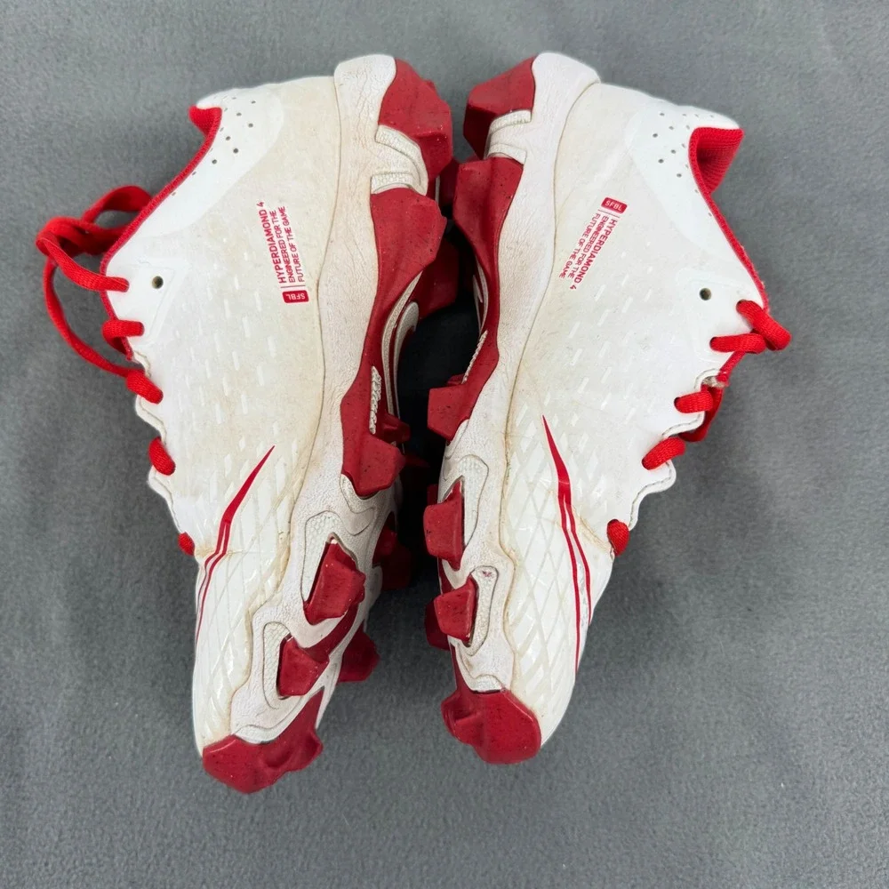 Nike Hyperdiamond 4 Keystone Softball Cleats Youth 3Y White Red FZ0919-104